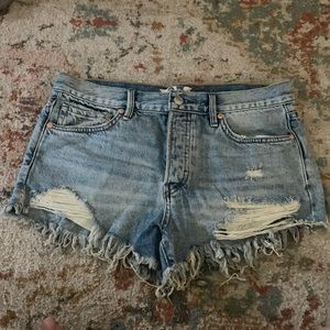 Free People Frayed Denim Shorts